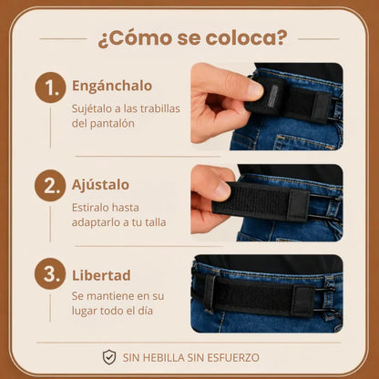 Cinturón sin hebilla: sin presión, sin ajustes constantes